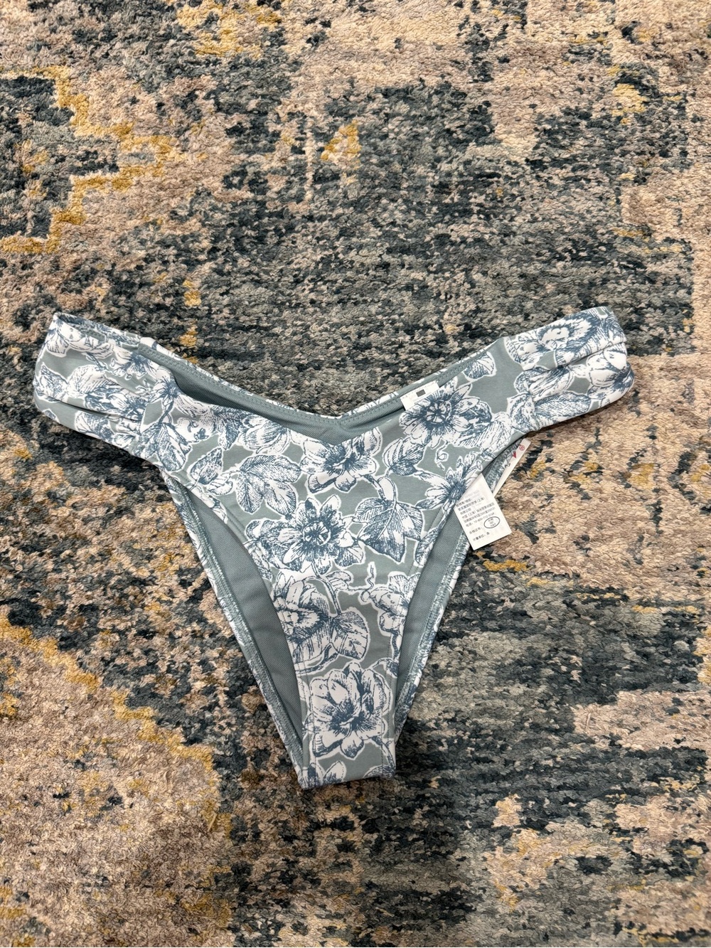 Abercrombie & fitch Floral Print Bikini Bottoms in Green and White